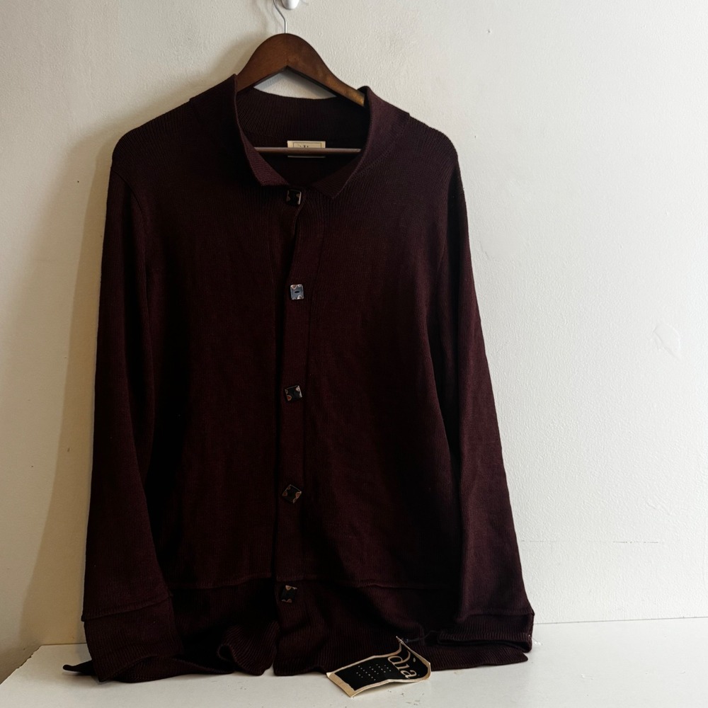 VTG Y2K NWT Dia Women's Sz S Wool Blend Cardigan Chocolate Brown Fall Capsule